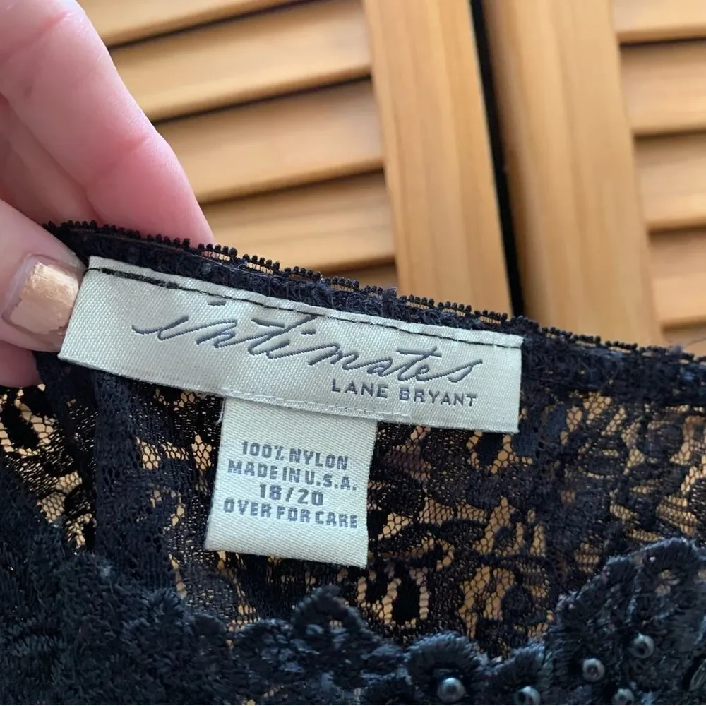 Vintage Lace Black Beaded Slip Size XL - Picture 3 of 6
